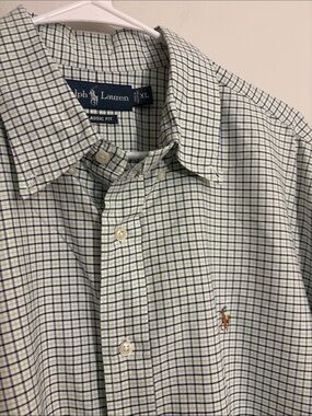 Ralph Lauren Green and Navy Check Button-Down Shirt